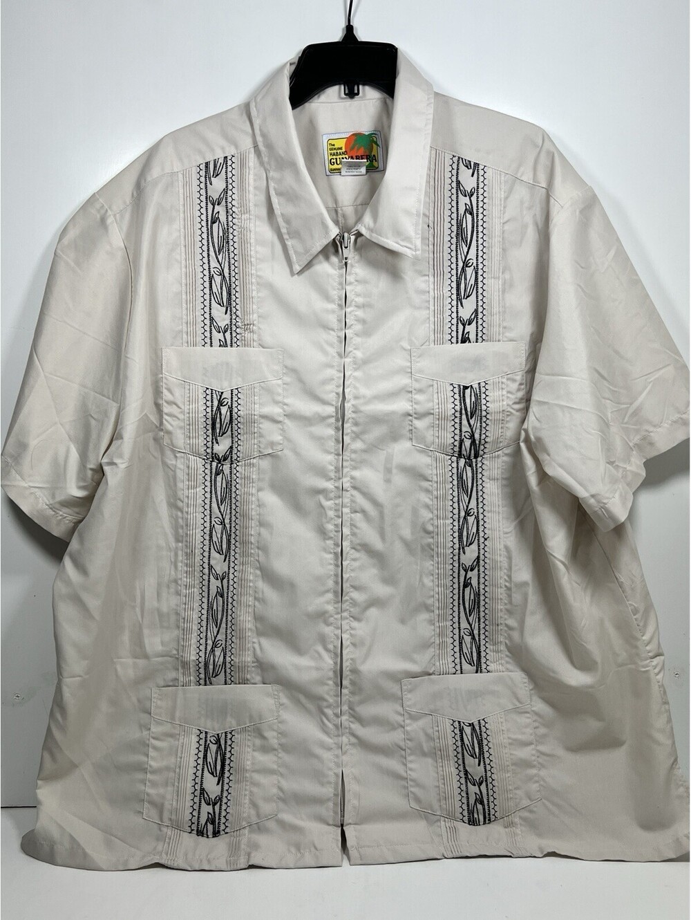 Lot Of 4 The Genuine Haband Guayabera Men Short Sleeve Zip Shirt Sz XX - Picture 7 of 9